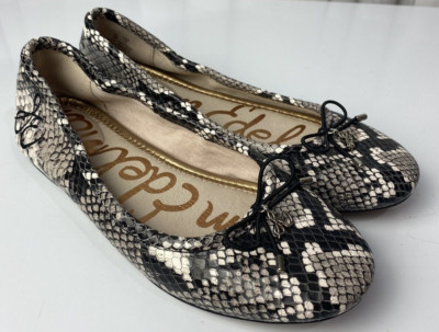 Sam Edelman Felicia Women's 5 M Snakeskin Slip On Ballet Flats Shoes Mob Wife