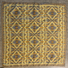 Vintage Glentex Yellow Gray Elegant Neck Purse Medium Scarf 27" Square B7-23