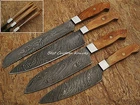 WP-Knives Custom Handmade Damascus Steel Splendid Kitchen Set Knives Lots of 4