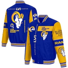 Los Angeles Rams JH Design Super Bowl LVI Champions Poly Twill  Embroided Jacket