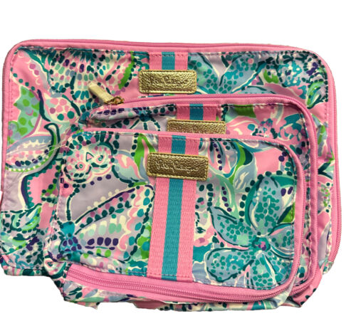 Lilly Pulitzer Crosby  3 Pc Luggage  Pouch Cubes-Coconut Crew-NWT- W/ Gift Box - Afbeelding 1 van 3