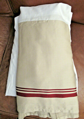CHARTER CLUB KING TAN Cotton Sateen BEDSKIRT RED STRIPES AT HEM 15'' Drop New