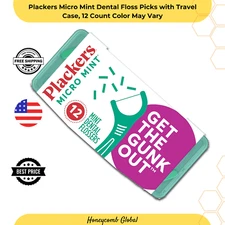 Plackers Micro Mint Dental Floss Picks with Travel Case 12 Count Color May Vary