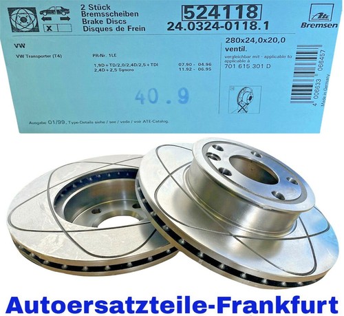 2 STÜCK ATE POWER DISC BREMSSCHEIBEN VW TRANSPORTER T4 Ø280 Belüftet VORNE - Bild 5 von 5