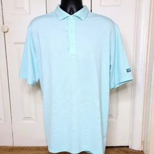 Turtleson Golf Polo Shirt Size XL Logo Summit Materials On Sleeve Blue Stripe