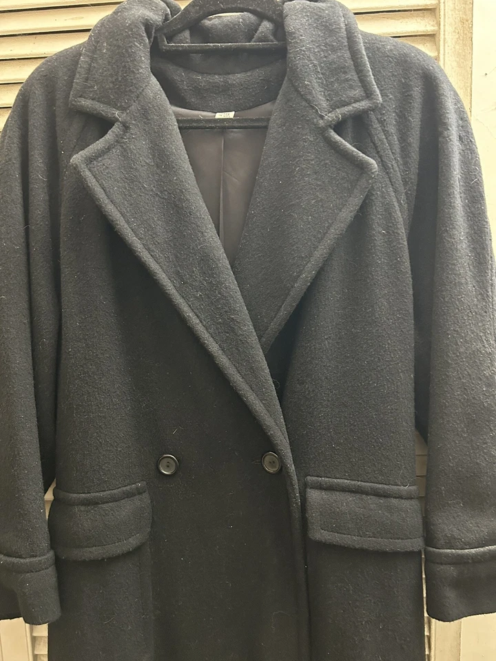 RARE! Vintage TOGETHER Black 75% Wool Long Coat Size 4 - Image 3 of 4