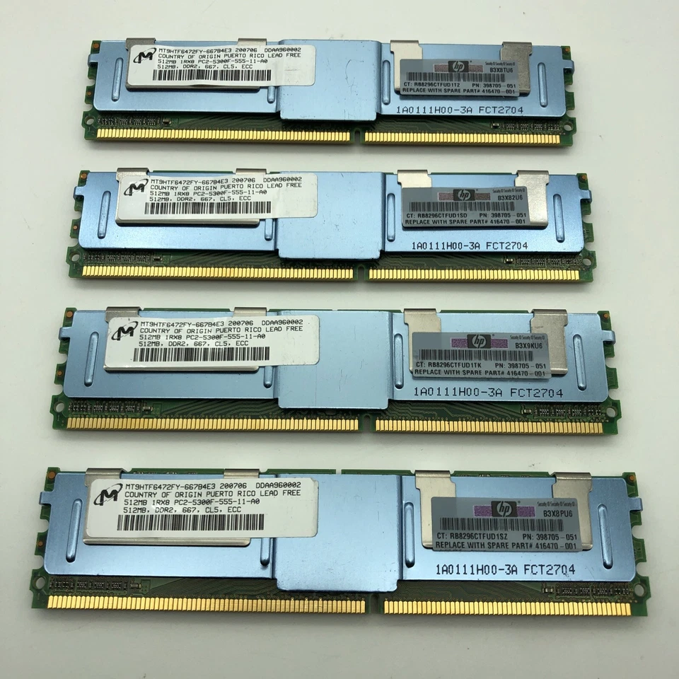 512MB DDR2 PC2-5300F 667MHz HP# 398705-051 Server Memory RAM 416470 ECC 512 MB - Image 3 of 4