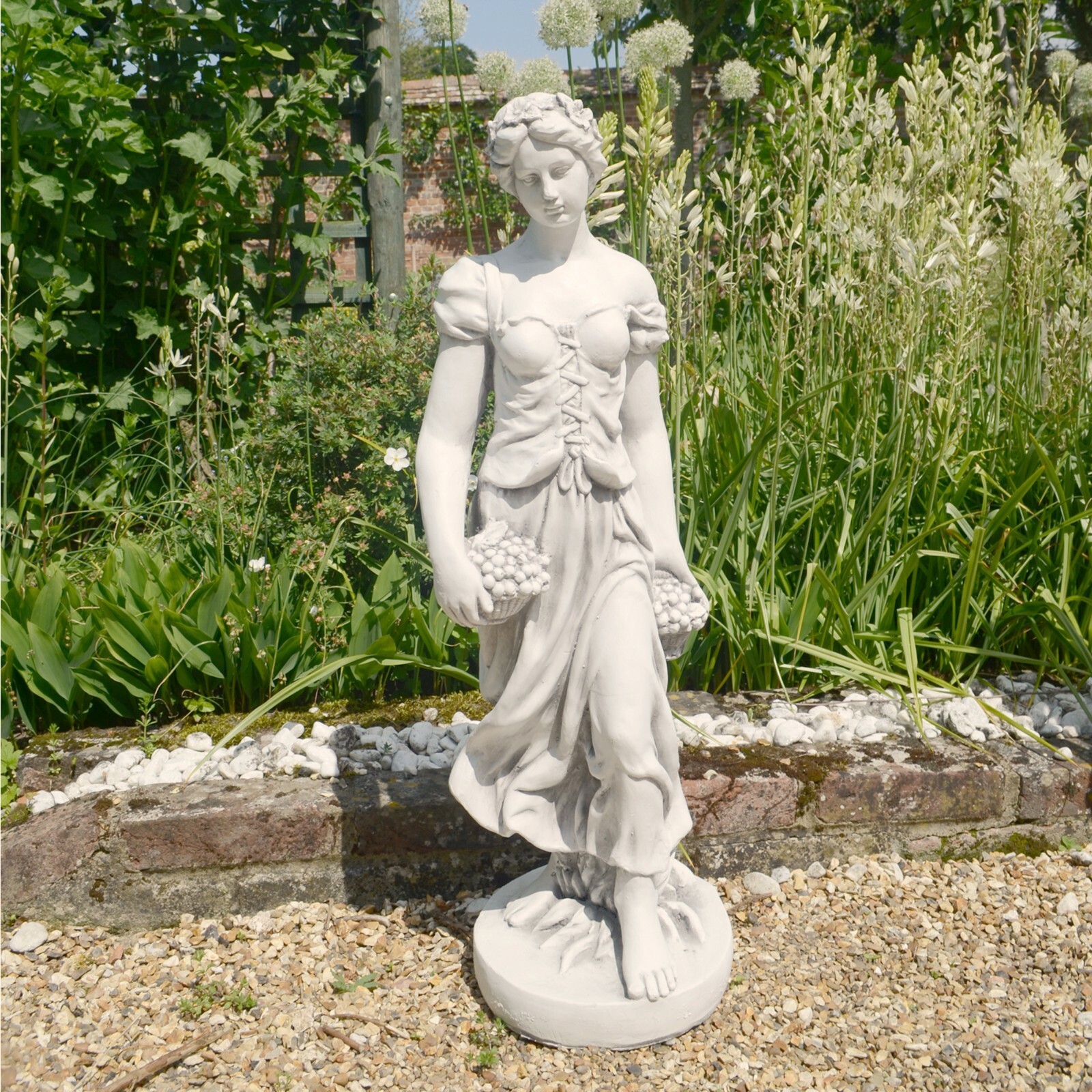 'FOUR SEASONS' ""SALLY in SUMMER"" GARDEN STATUE, WHITE STONE EFFECT, XST/966
