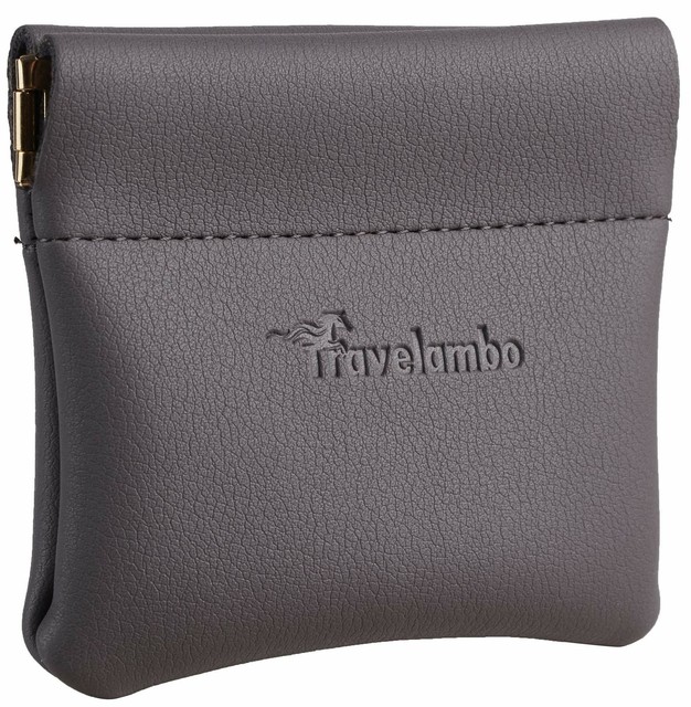Travelambo Leather Squeeze Coin Purse Pouch Change Holder for Men