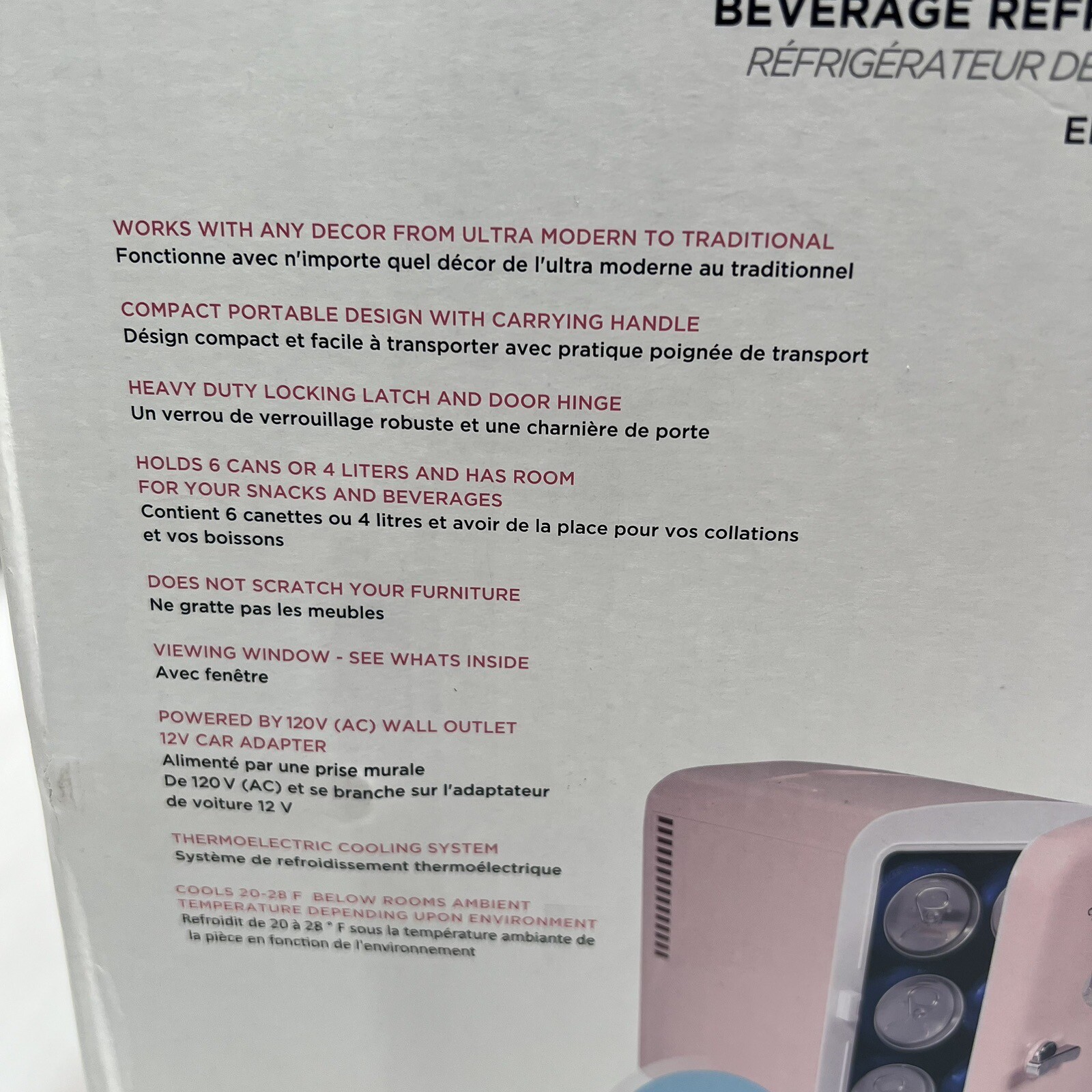 Pink Frigidaire Retro 6 Can Mini Fridge Car Skincare Soda 4L New Box