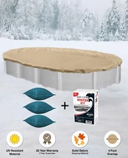 15'x30' Oval Above Ground Winter Pool Cover + 4x4 Air Pillows + Winterizing Kit*
