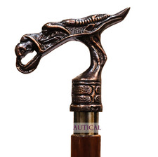 Handmade Wooden Walking Stick Cane Antique Dragon Horse Head Handle Walking Cane