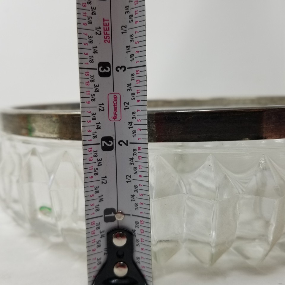 Art Deco Divided Snack Dish Glass Sunburst Silver Trim Nuts Chips Large