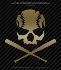 Baseball Skull With Bats Sports Softball Vinyl Decal Window Sticker - 25 Colors