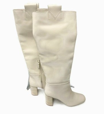 white tall leather boots