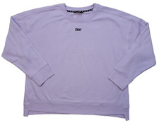 DKNY Women's Soft Long Sleeve Crewneck Comfy Fleece Sweatshirt Lavender XXL