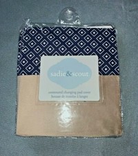 NEW SADIE  SCOUT Changing Table Pad Cover Navy Geo Fits 16 x 32 Contoured