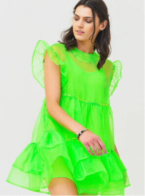 green emerald velvet dress Lucy Lime Long Sleeve Mini Dress main image 0