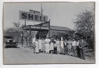 1932 Photo of People standing by Gus' Place Shell Station Stevens Creek Road CA