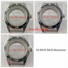 41mm Ceramic Bezel Sapphire Crystal Watch Case Glass Back Fit NH35 NH36 Movement