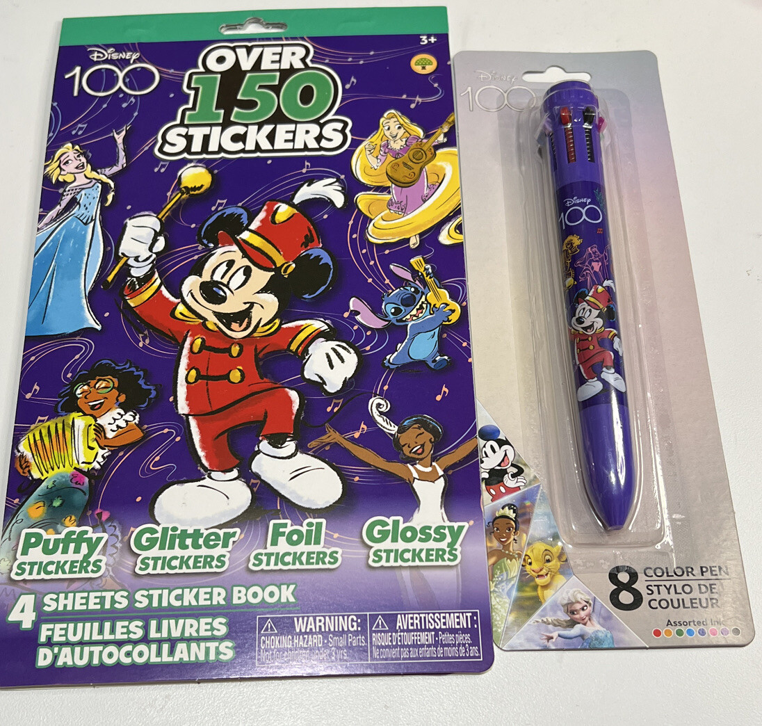 Disney 100 Anniversary Sticker Book & Color Pen,4 Sheets Over150