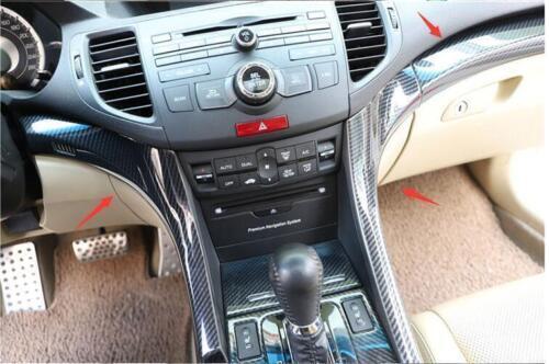 For Acura TSX 2009-2014 Carbon Fiber Look Central Console Dashboard Strip Trim - Picture 7 of 9