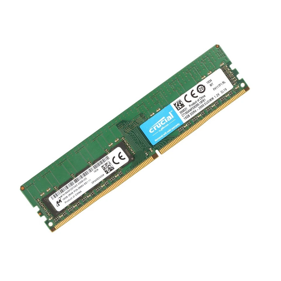 New Crucial 16GB DDR4 2666MHz PC4-21300 2RX8 ECC UDIMM Memory Ram CT16G4WFD8266 - Image 2 of 3