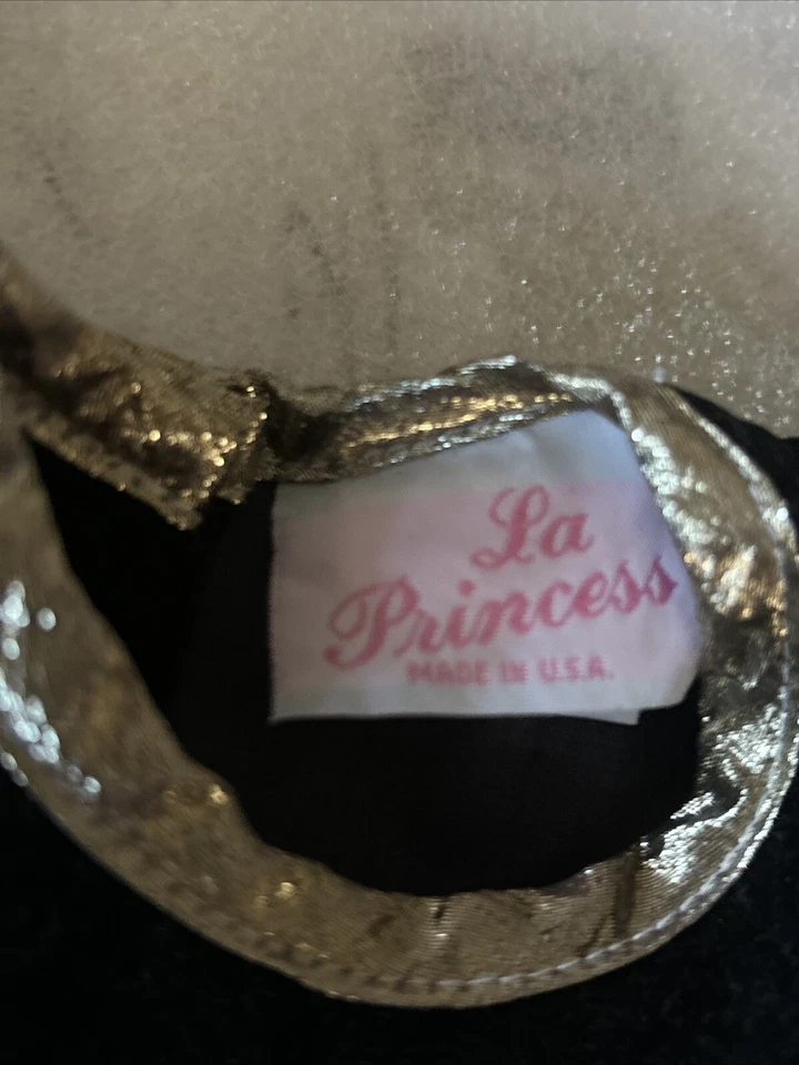 EUC VTG La Princess Girls White Black Dress Polka Dots Gold Made In USA 2T - Image 3 of 4