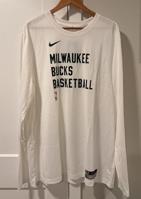 Nike Dri-Fit Milwaukee Bucks Long Sleeve Shooting Shirt White XL Tall NBA NWT