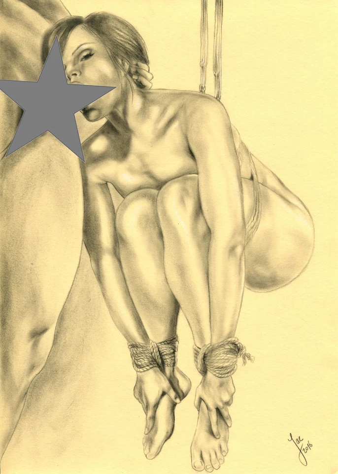 Akt Zeichnung art print signed drawing realism pencil Druck kinky kunst druck A4 - Bild 2 von 2