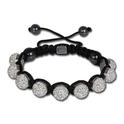 Shamballa Armband original Sterlinx mit 9 weißen Glitzerkugeln SHS90W