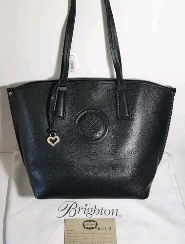 BRIGHTON FERRARA COLL VIVIANA SCHWARZ GROSS LEDER 3D MEDAILLON BEUTELTASCHE NEU MIT ETIKETT $ 465 - Bild 8 von 16