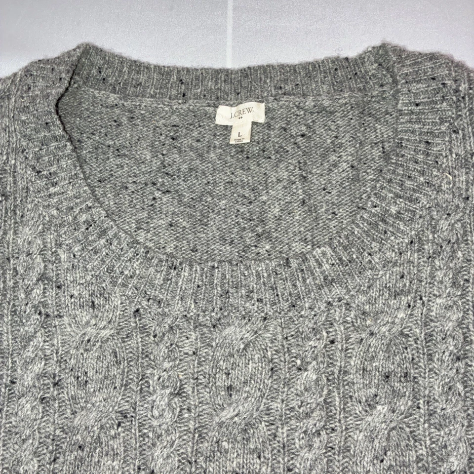 Suéter J Crew Lambs de lana con cordón cuello redondo para mujer talla L gris Foto 4 de 4