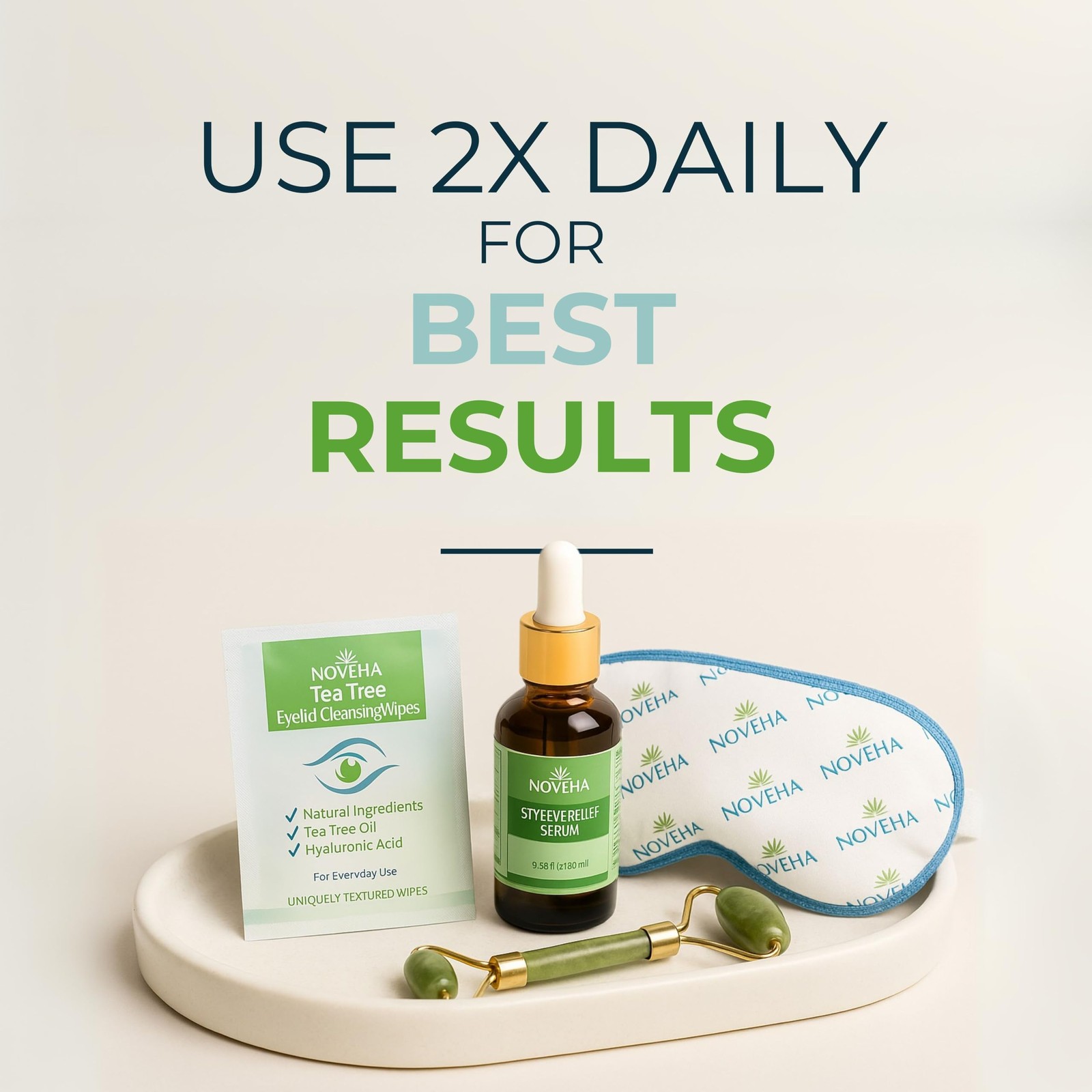 NOVEHA 120Pcs Tea Tree Oil Eyelid  Lash Wipes With Hyaluronic Acid, Green Tea...