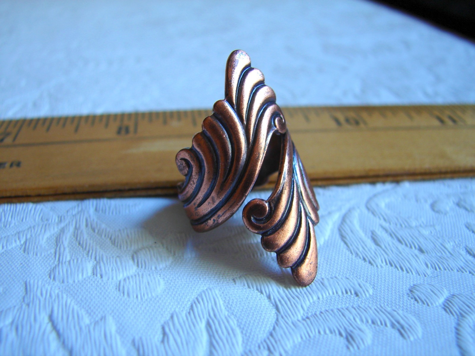 Vintage Solid Copper Wrap-Around RING, Wave/Scrol… - image 5