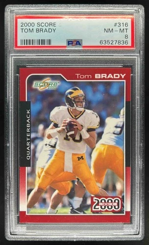 2000 Score Tom Brady Rookie RC #316 Wolverines PSA 8