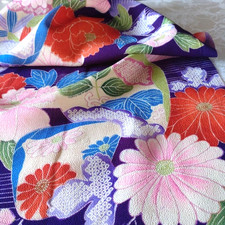 Japanese Vintage Taisho Crepe Scraps Pure Silk Old Cloth 14.2 47.2in For Remake