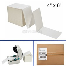 500-2000 Fanfold 4x6 Direct Thermal Shipping Mailing Postage Labels for Zebra