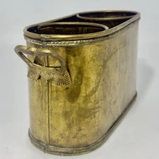 Vintage Mottahedeh Solid Brass Double Wine Chiller Bottle Holder Ice Bucket RARE