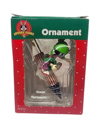 Vtg 1998 Warner Bros Looney Tunes Marvin Martian On Rocket Christmas Ornament 