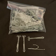 68 Vintage 3" Slip On Steel Drapery Curtain Hooks 1" Drop Pinch Pleat Drape