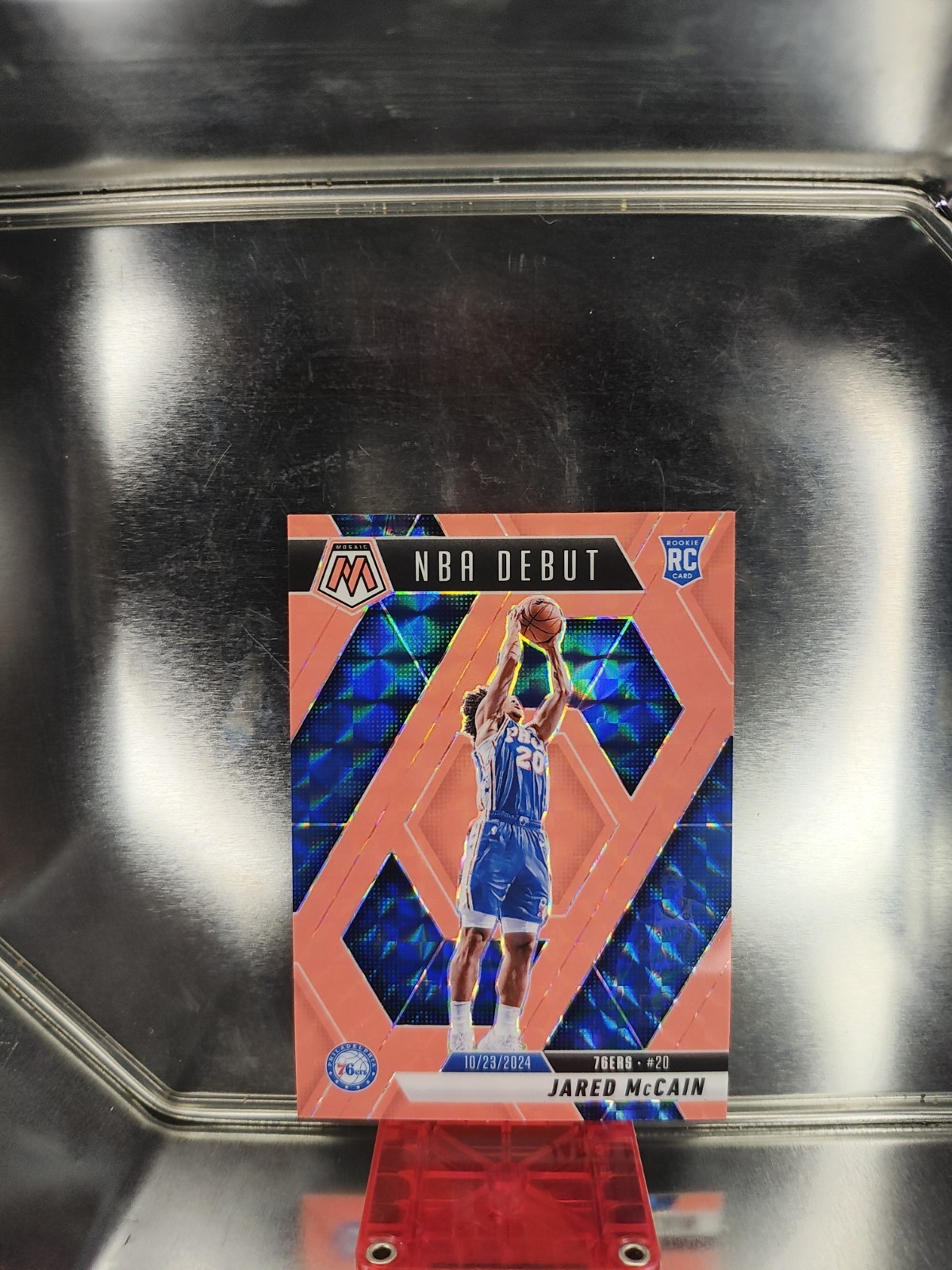 2024-25 Panini Mosaic NBA Debut Jared McCain #263 Red Fleurescent/75