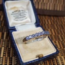 925 Sterling Silver Ring, Genuine Tanzanite Band, Size U US 10, Silver Jewellery