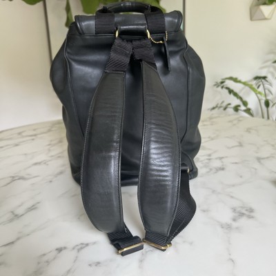 COACH Vintage Drawstring Buckle Backpack 529 Black Glovetanned