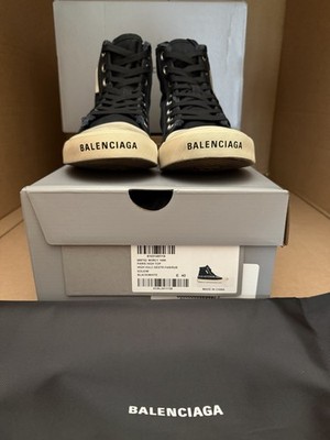 Balenciaga Paris High Top Sneaker Destroyed Black White Men's 40 Cotton