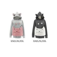 Katzen Hoodie f&uuml;r Damen, Haustier Pullover mit gro&szlig;er Tasche, Cartoon Motiv,
