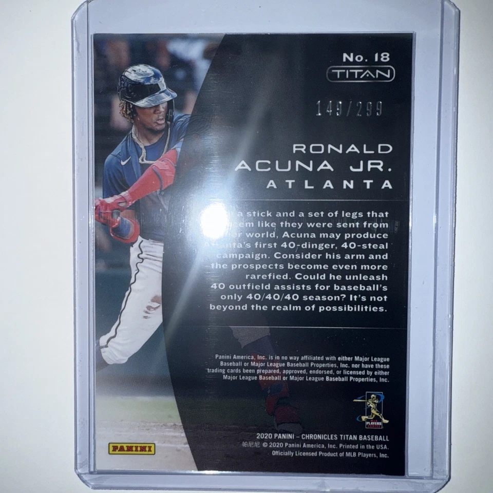 2020 Panini Chronicles Titan#18 Ronald Acuna Jr. Titan Hyper 149/299 - Image 3 of 3
