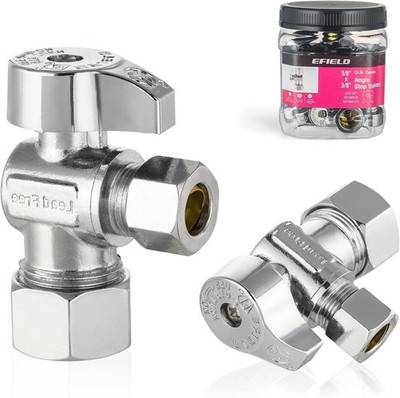 4-Pack Angle Stop Valves - 1/2'' Compression x 3/8'' Outlet Size