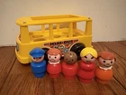 Fisher-Price Little People Mini Bus FP-141 Yellow with Figures Vintage 1969