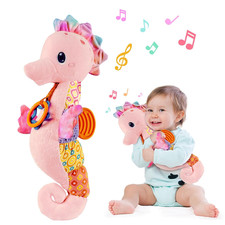 Baby Girl Toys 0-6 Months,Musical Stuffed Animal Plush Toy with Rattle,Soft Newb